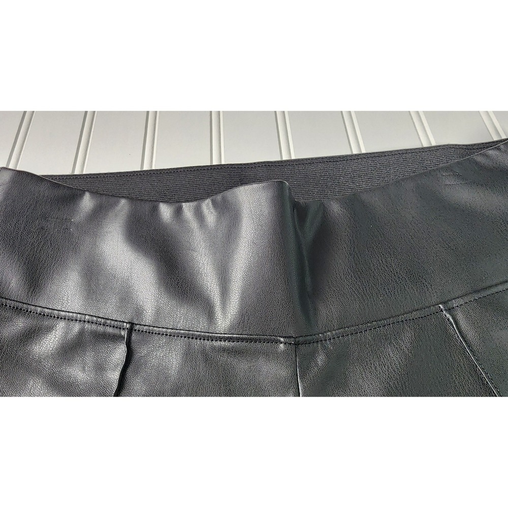 Nine West Faux Leather Leggings Womens Medium Black High Rise Seamed Pull On - Picture 9 of 10